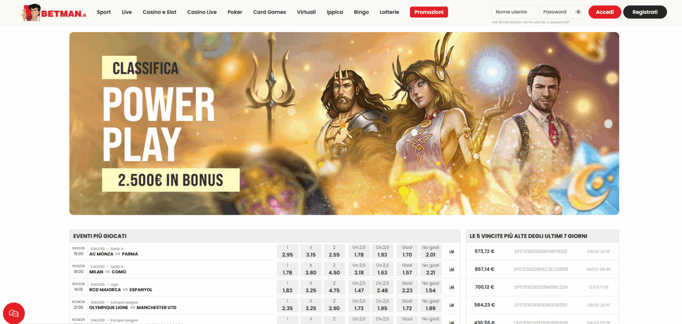Betman Slot e promozioni
